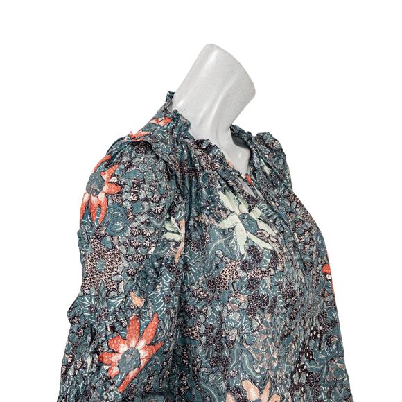 Ulla Johnson Manet Blouse in Azul Floral BOHO Ruffle trime size 0 - Picture 11 of 11